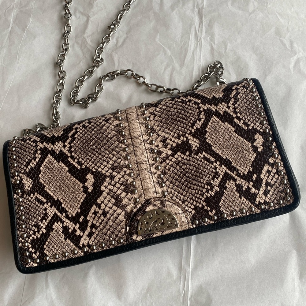 Brighton Pretty Tough "Rockmore" Python Leather Cross-Body Wallet